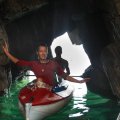 Нашли здоровенную арку и глубокую пещеру. В некоторые поместились все три лодки. 