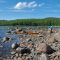 Море в целом спокойное, но в проливе между Русским Кузовом и островом Куричья Нилакса наблюдаем мощное течение.