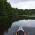 Идем по Вопше в направлении
водохранилища. Погодка так себе.