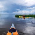 Нам предстоит пятнадцатикилометровый переход по Костромскому водохранилищу до устья Вопши.