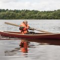 Новая лодка, гренландское весло – что еще нужно десятилетнему
пацану для счастья? Лодка почти 4
 метра длиной и шириной 67 см, как говориться в
статье об авторе проекта Джоне МакГрегоре - «спроектированная и построенная по
образцу эскимосского каяка и индейского каноэ».  