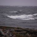 К вечеру дождь прекратился,  вылез  осмотреться: сильный северо-восточный ветер . Все море на восток в белых барашках, волны крутые, ломающиеся. Сегодня на каяке выходить куда-либо бессмысленно. 