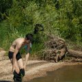 Человек в чёрном. Водил его в Декатлон закупаться перед поездкой... никак не удалось навязать что-нибудь яркое...